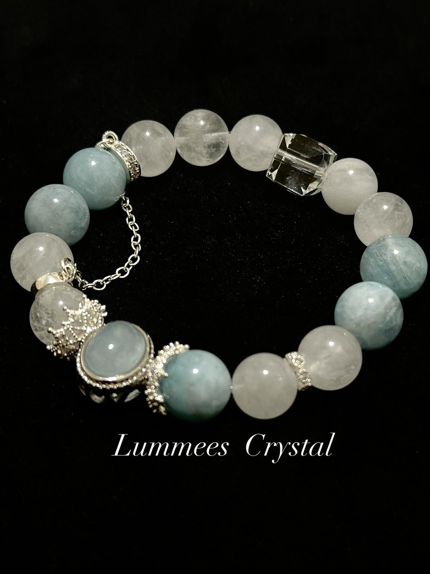 Stress Relief | Phantom Quartz & Aquamarine Magic Box Bracelet