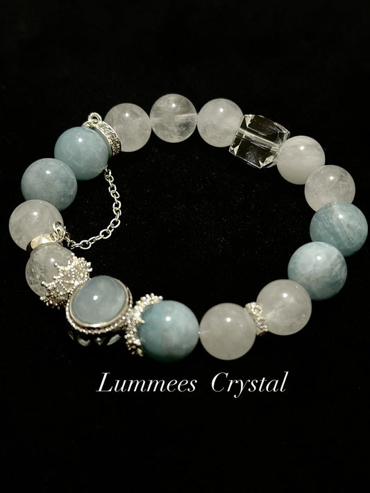 Stress Relief | Phantom Quartz & Aquamarine Magic Box Bracelet