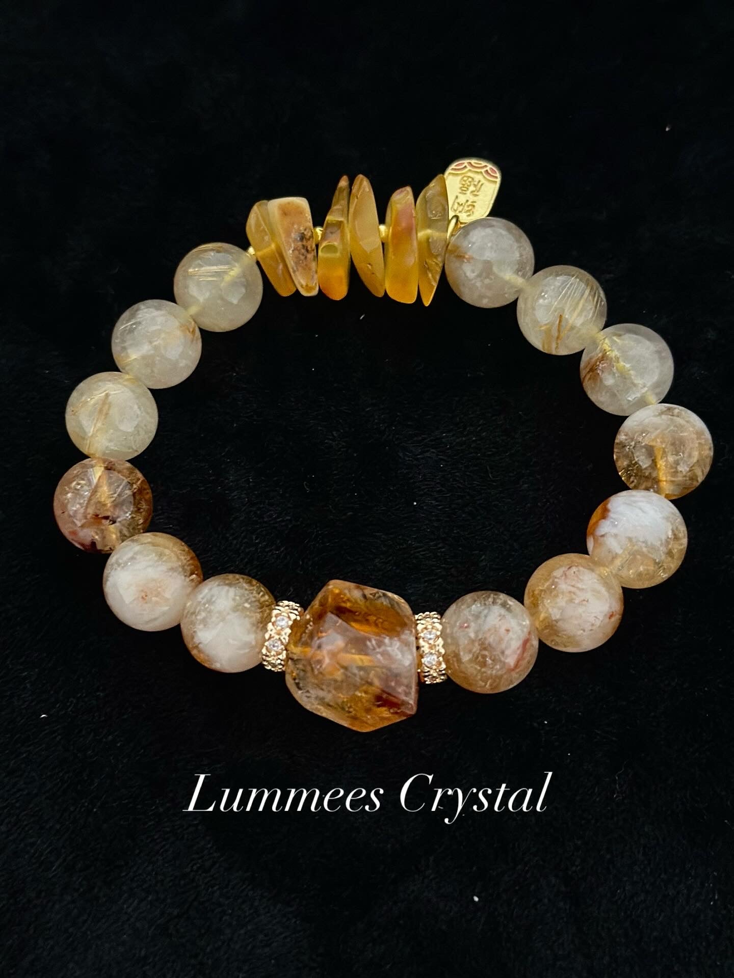 Wealth Attraction | Yellow Citrine Tower, Golden Rutilated Quartz & Amber Bracelet