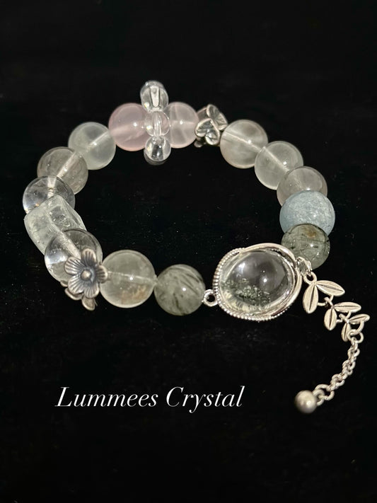 Career Growth | Green Phantom Quartz, Aquamarine & Green Rutile Bracelet