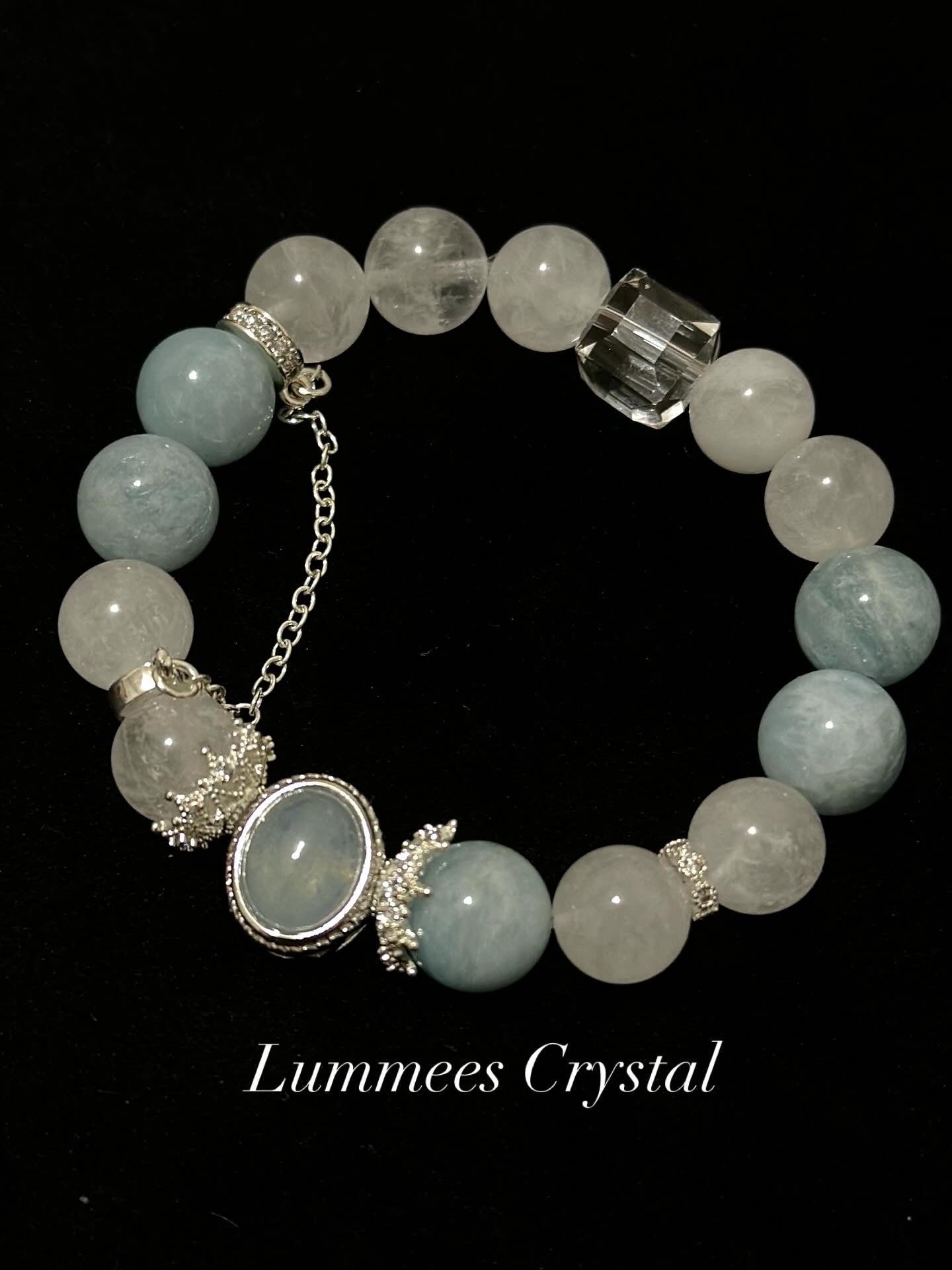Stress Relief | Phantom Quartz & Aquamarine Magic Box Bracelet