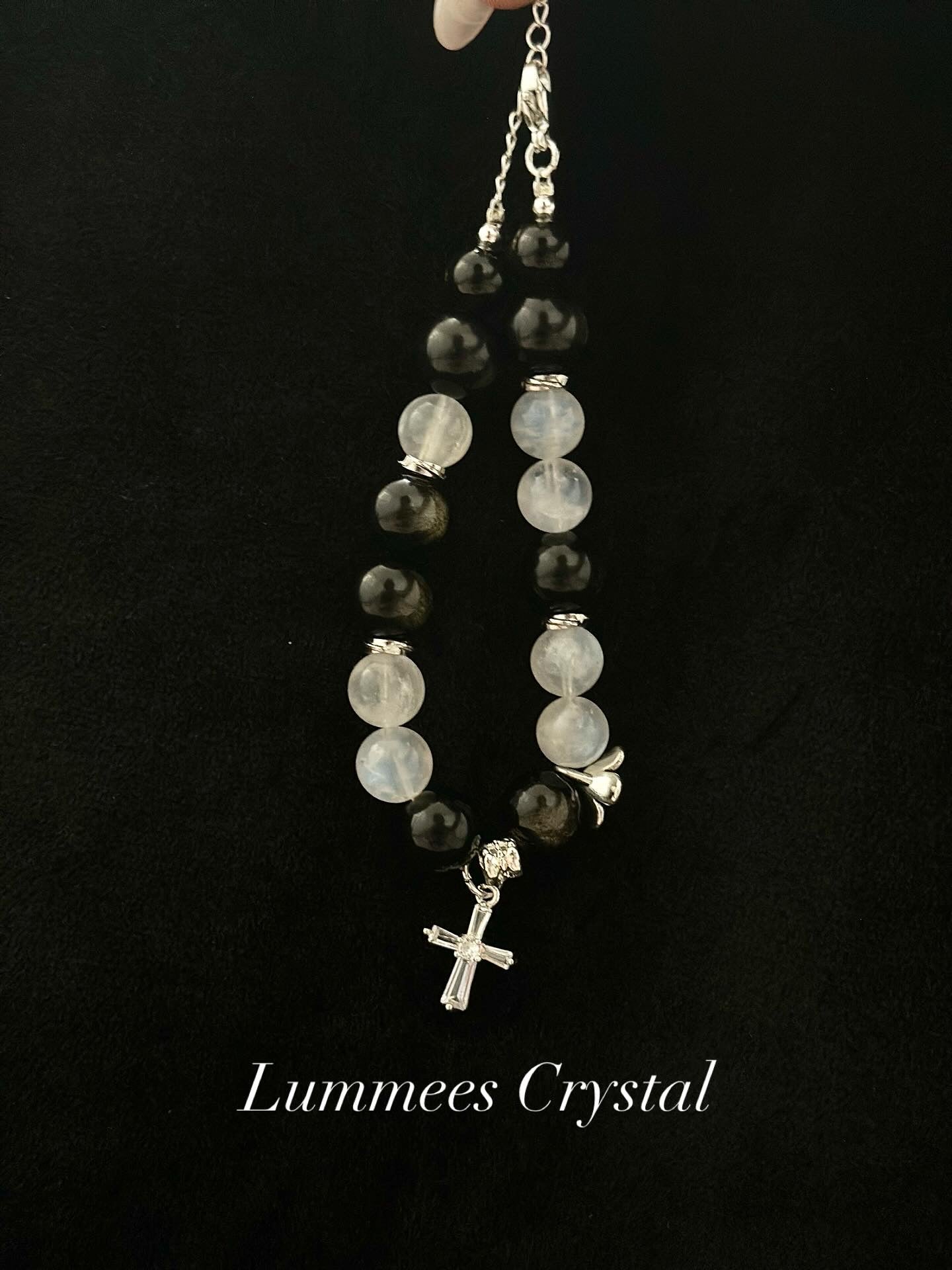 Protection & Focus | Gold Obsidian &amp; Blue Moonstone Bracelet