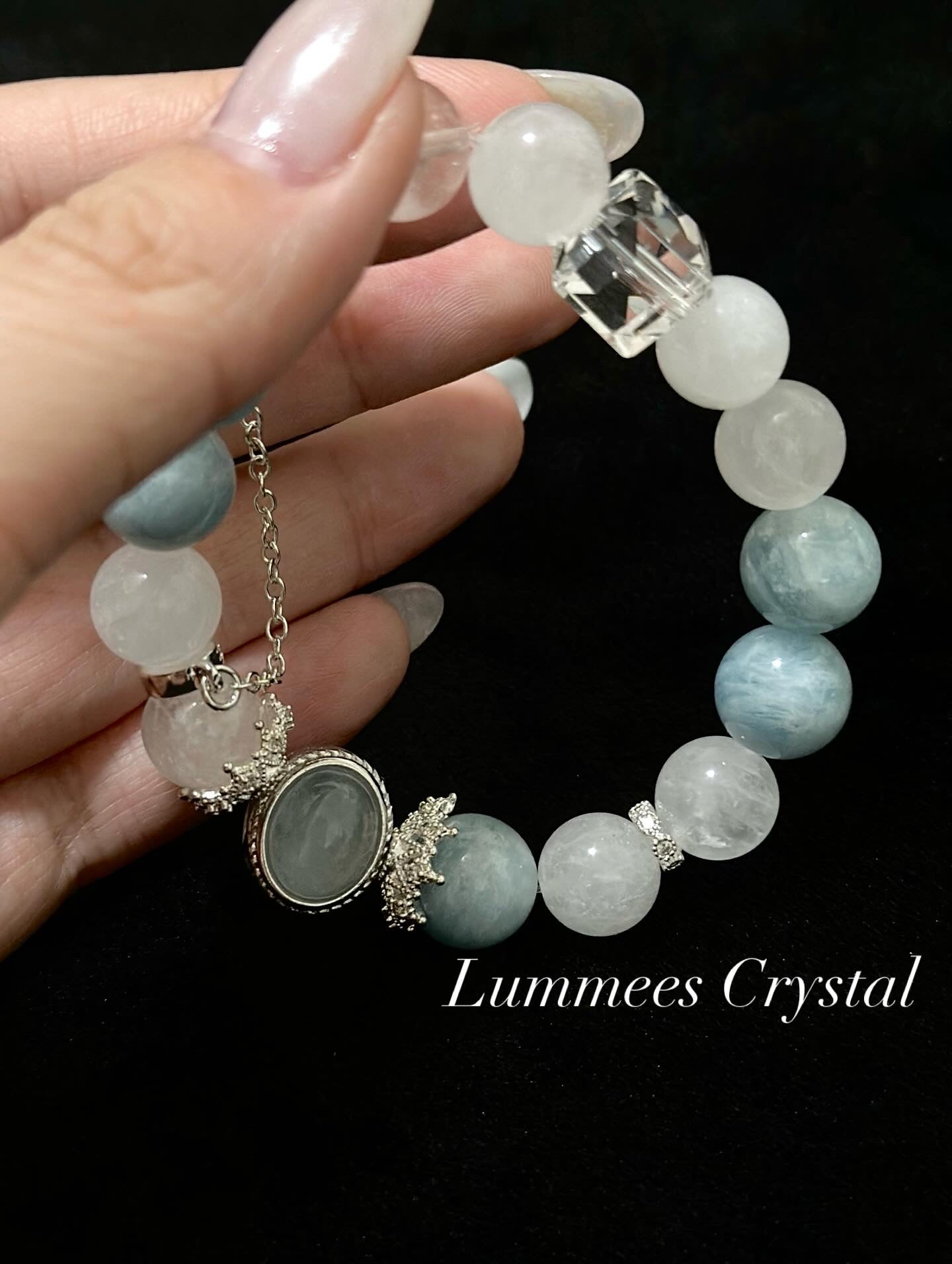 Stress Relief | Phantom Quartz & Aquamarine Magic Box Bracelet