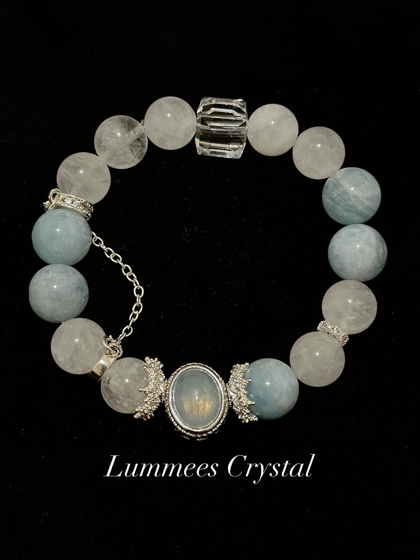 Stress Relief | Phantom Quartz & Aquamarine Magic Box Bracelet