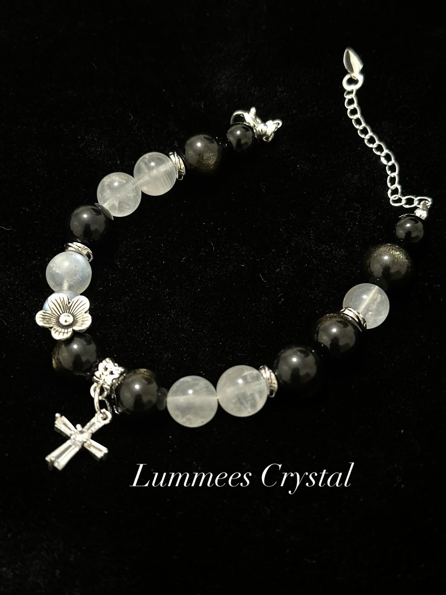 Protection & Focus | Gold Obsidian &amp; Blue Moonstone Bracelet