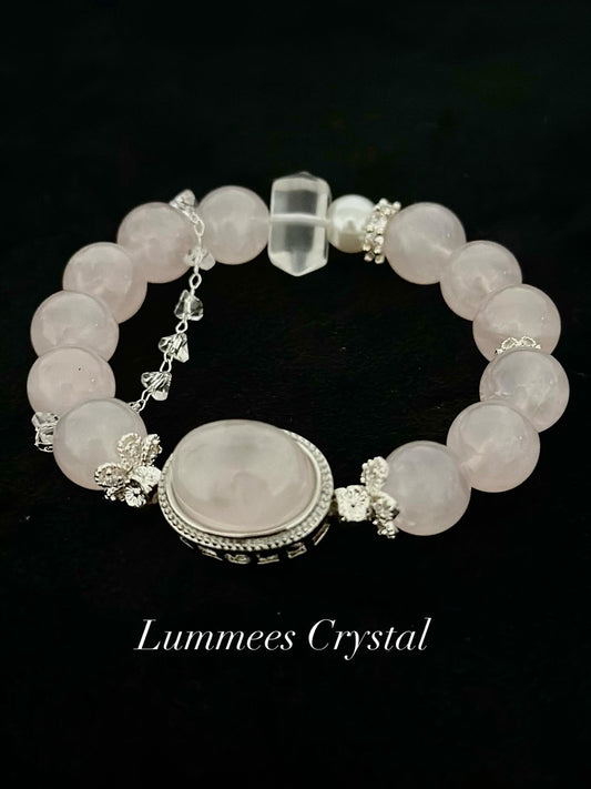 Attract Love | Clear Quartz Double-Terminated & Rose Quartz “Magic Box” Bracelet