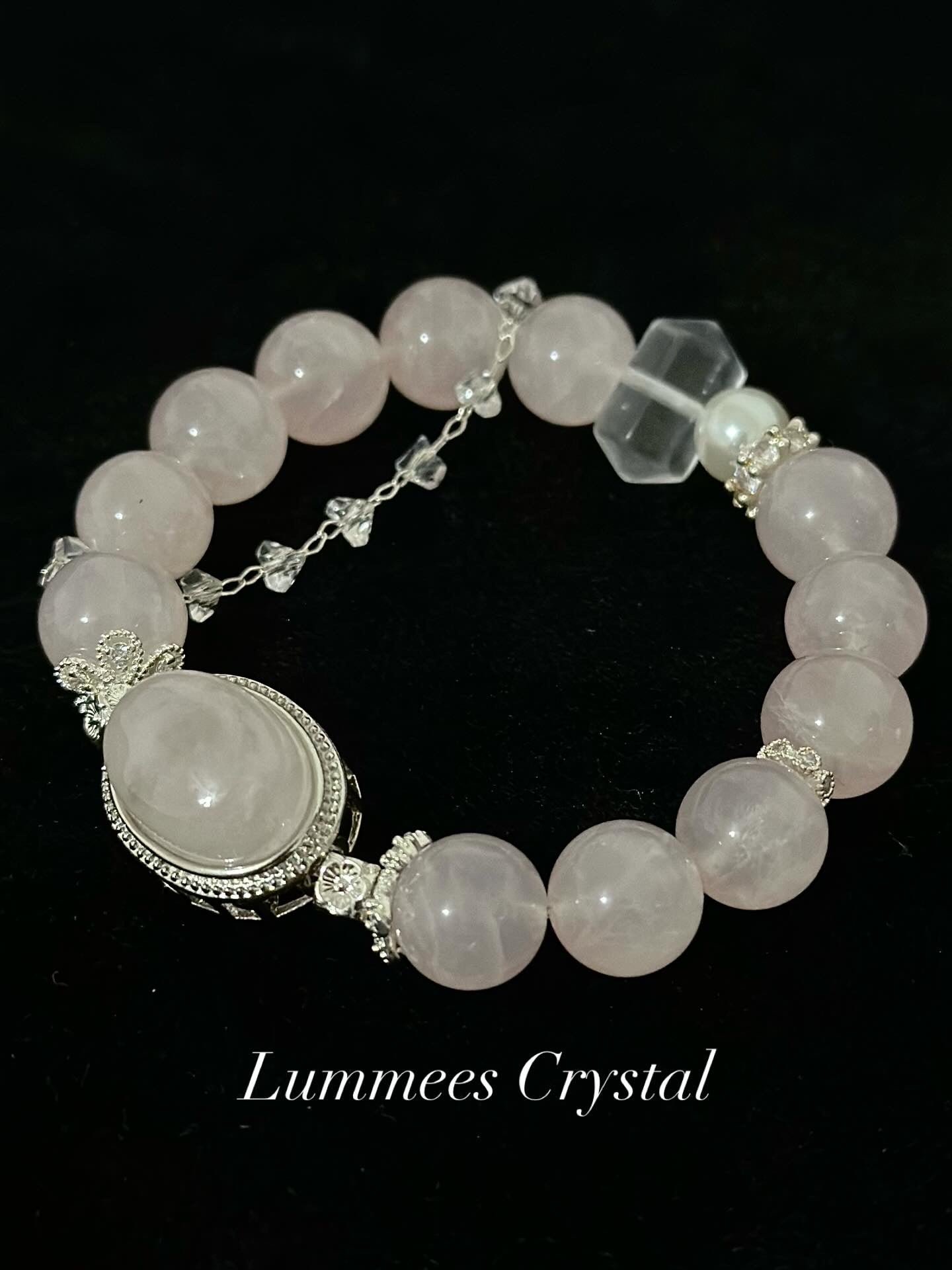 Attract Love | Clear Quartz Double-Terminated & Rose Quartz “Magic Box” Bracelet