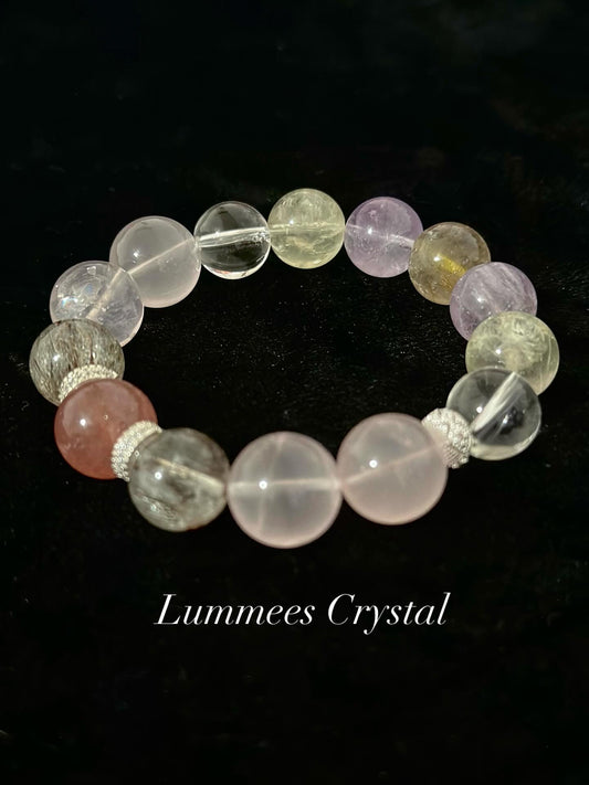 Zodiac Dragon | Black Gold Super, Strawberry Quartz & Multi-Crystal Courage Bracelet