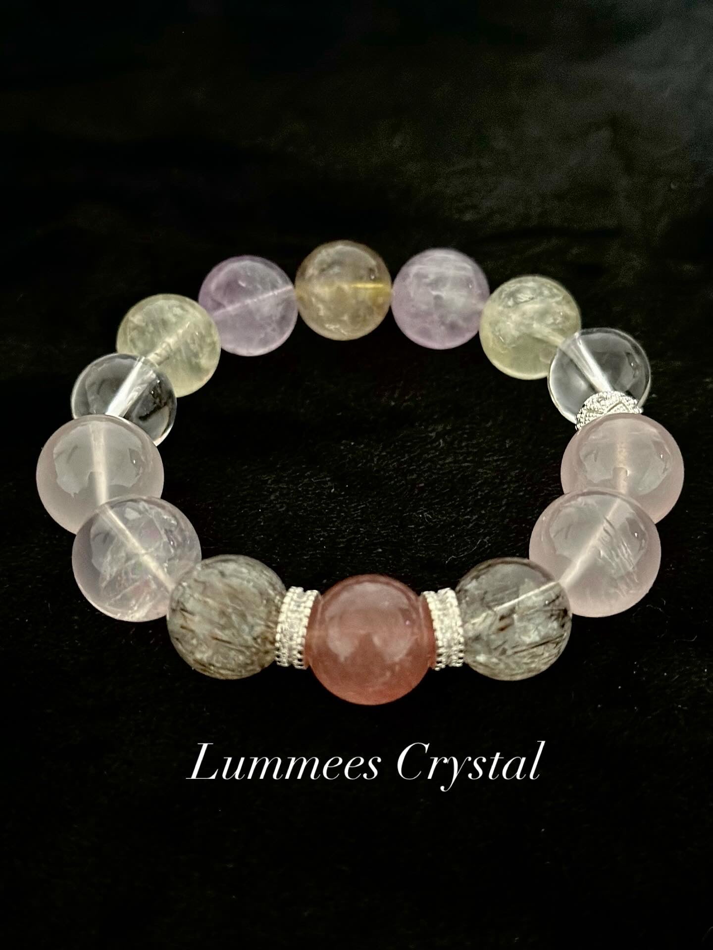 Zodiac Dragon | Black Gold Super, Strawberry Quartz & Multi-Crystal Courage Bracelet
