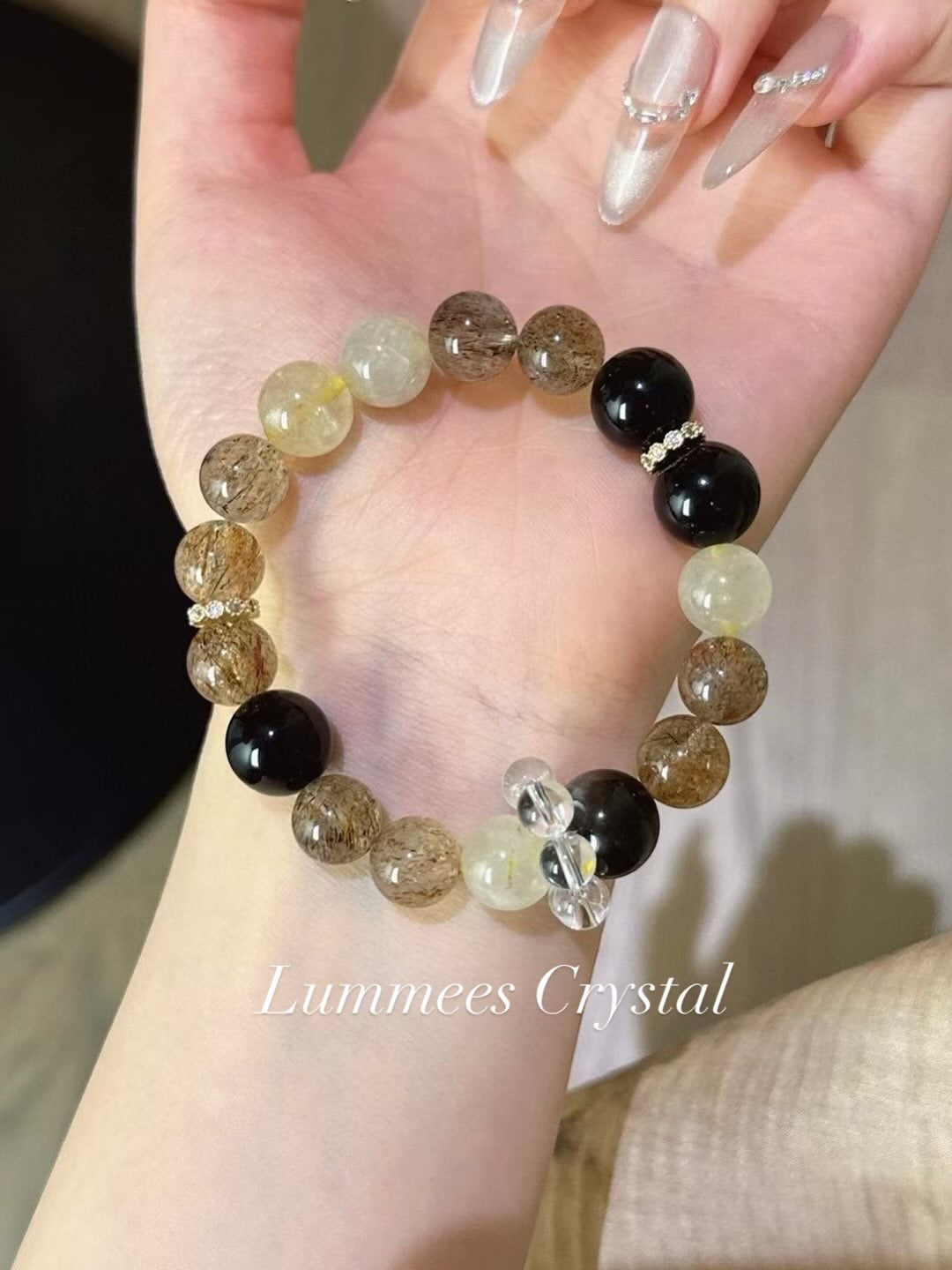Stress Relief | Silver Obsidian Black Gold Super Rutilated Quartz Bracelet