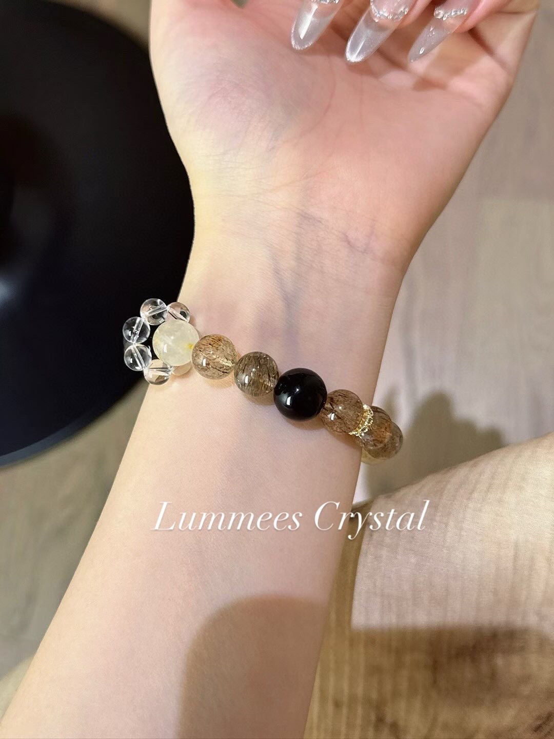 Stress Relief | Silver Obsidian Black Gold Super Rutilated Quartz Bracelet