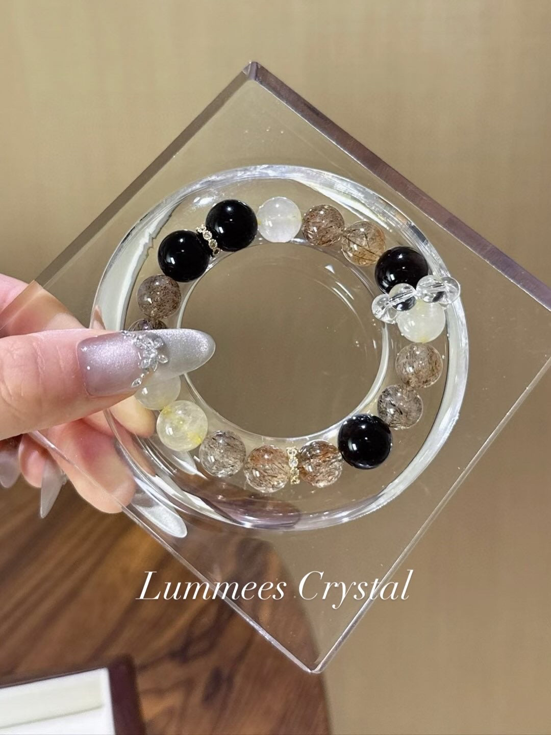 Stress Relief | Silver Obsidian Black Gold Super Rutilated Quartz Bracelet