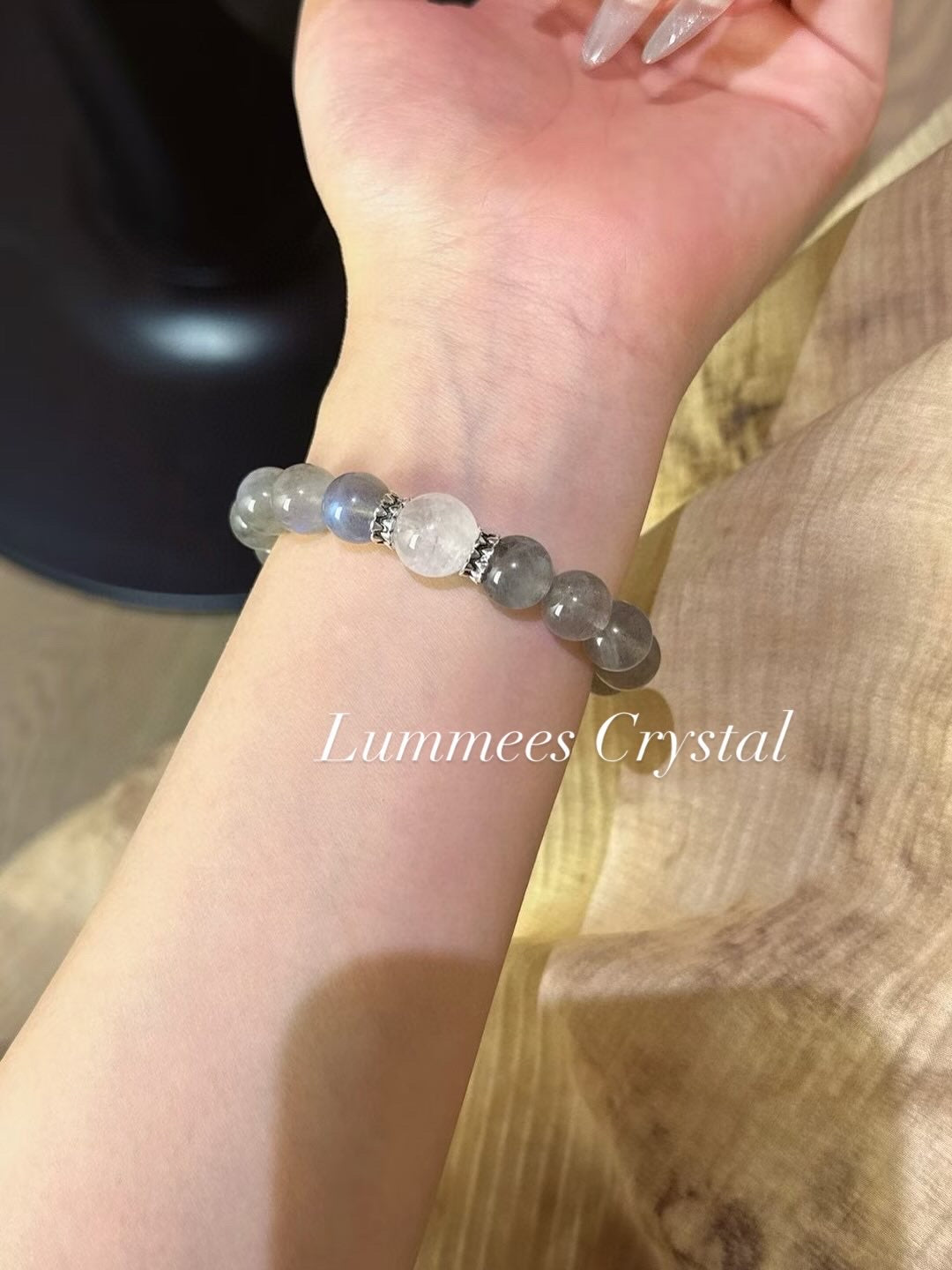 Protection | Grey Moonstone White Phantom Quartz Bracelet