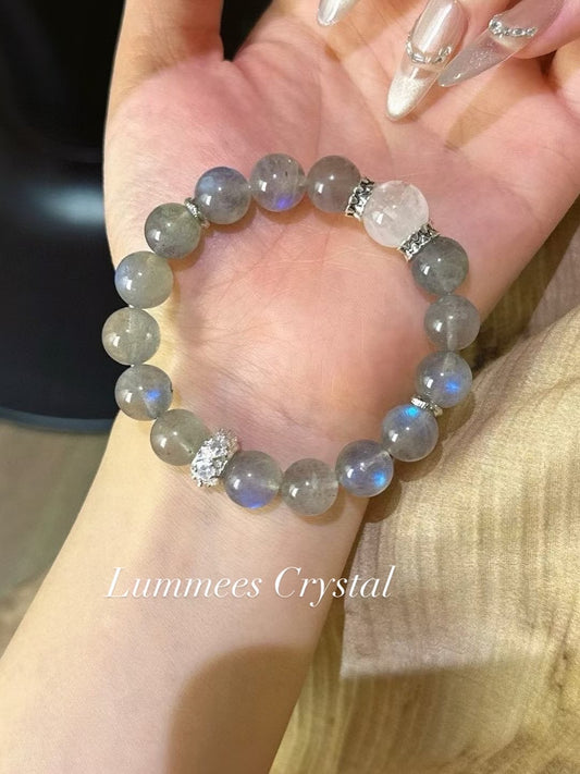 Protection | Grey Moonstone White Phantom Quartz Bracelet