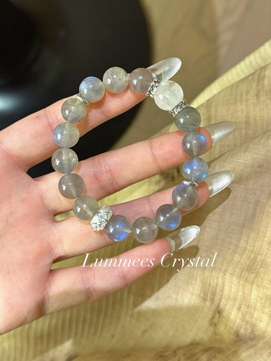 Protection | Grey Moonstone White Phantom Quartz Bracelet