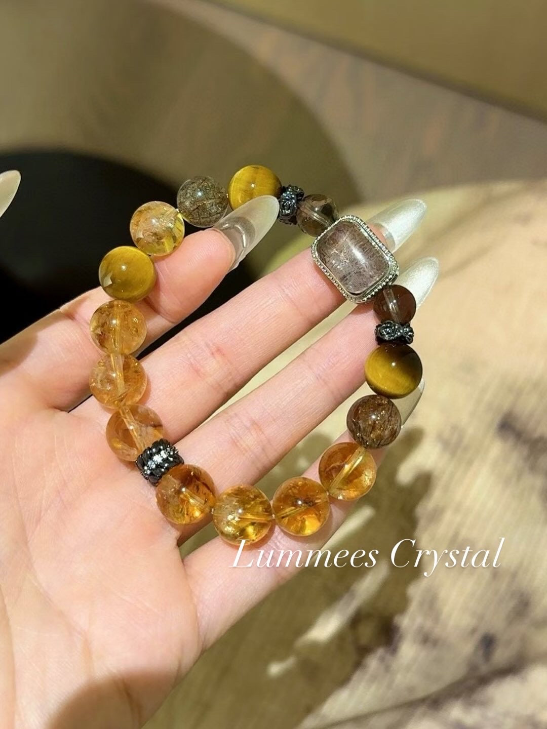 Boosting Action | Yellow Tiger’s Eye Yellow Tower Quartz Black Gold Super Energy Box Bracelet