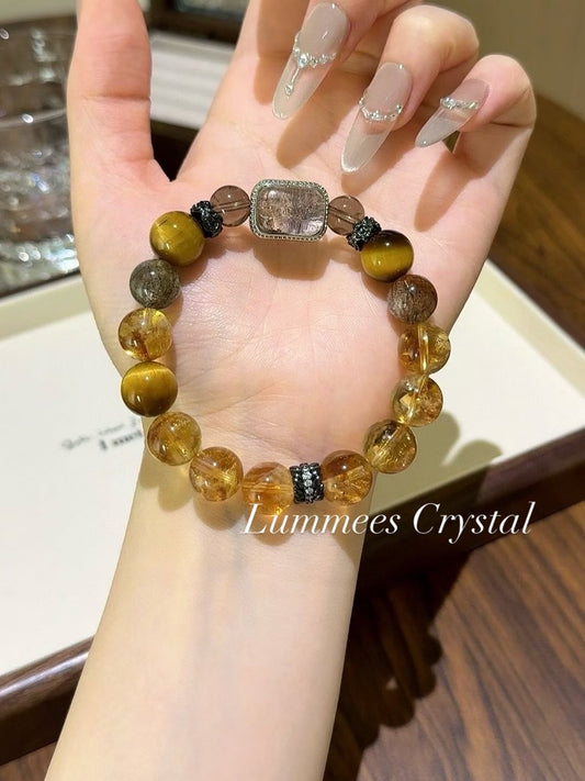 Boosting Action | Yellow Tiger’s Eye Yellow Tower Quartz Black Gold Super Energy Box Bracelet