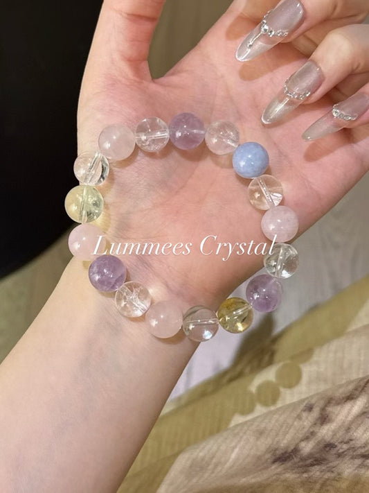 Improve Sleep | Clear Quartz Rose Quartz Citrine Amethyst Aquamarine Bracelet