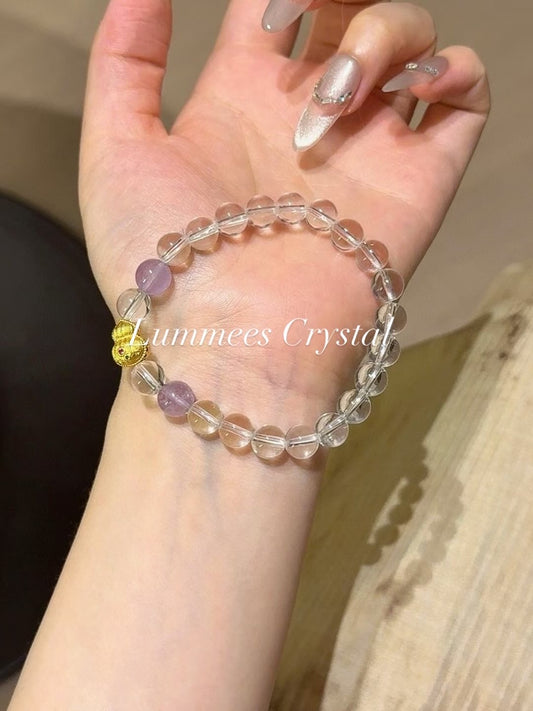 Enhance Memory | Clear Quartz Amethyst Bracelet
