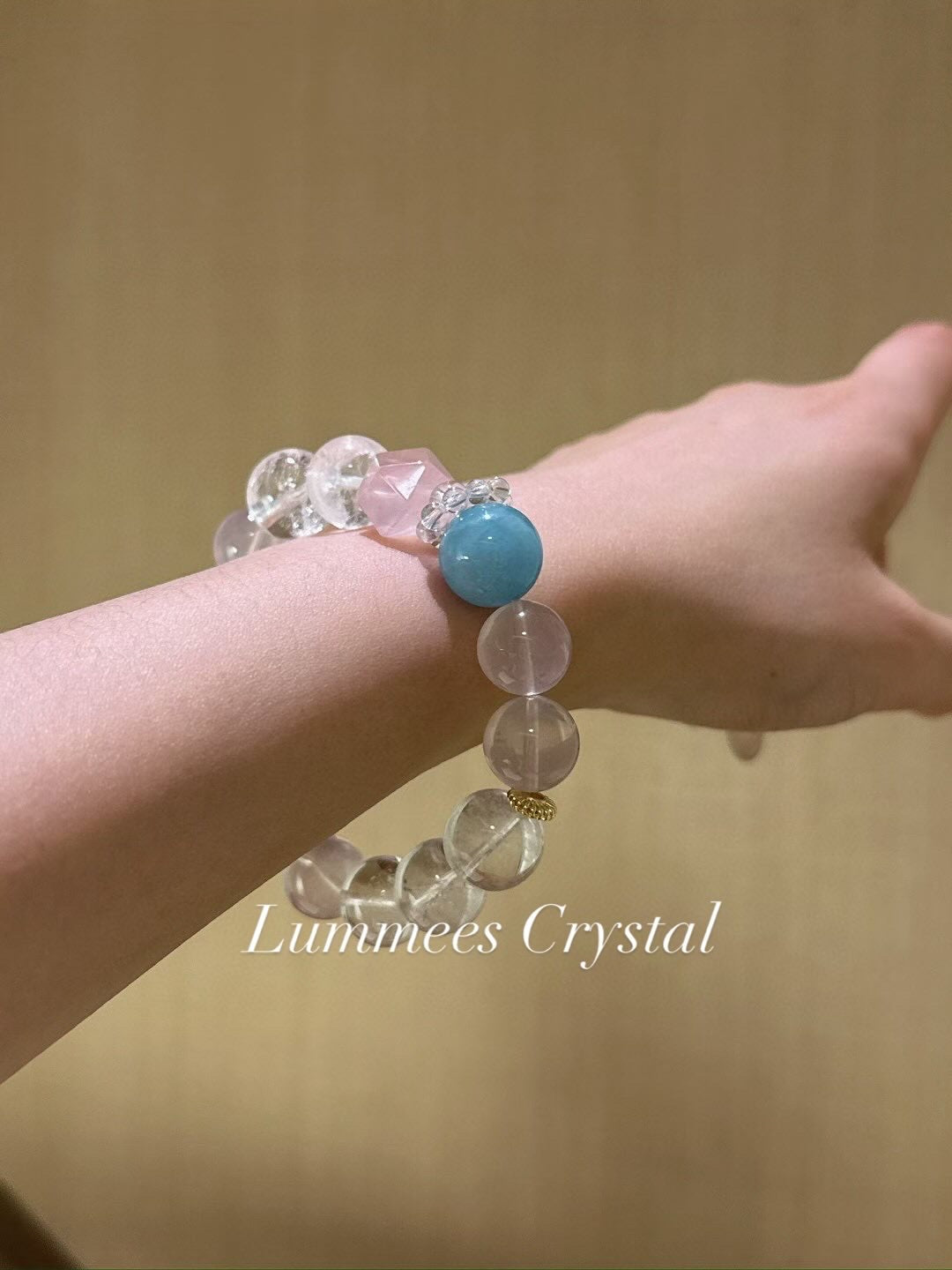 Enhance Charm | White Phantom Aquamarine Rose Quartz Bracelet