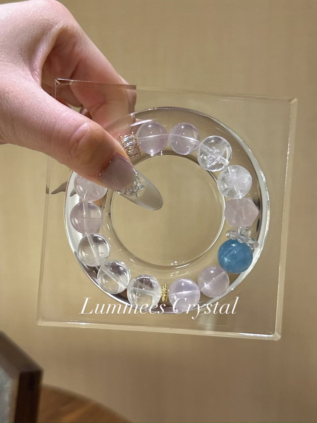 Enhance Charm | White Phantom Aquamarine Rose Quartz Bracelet