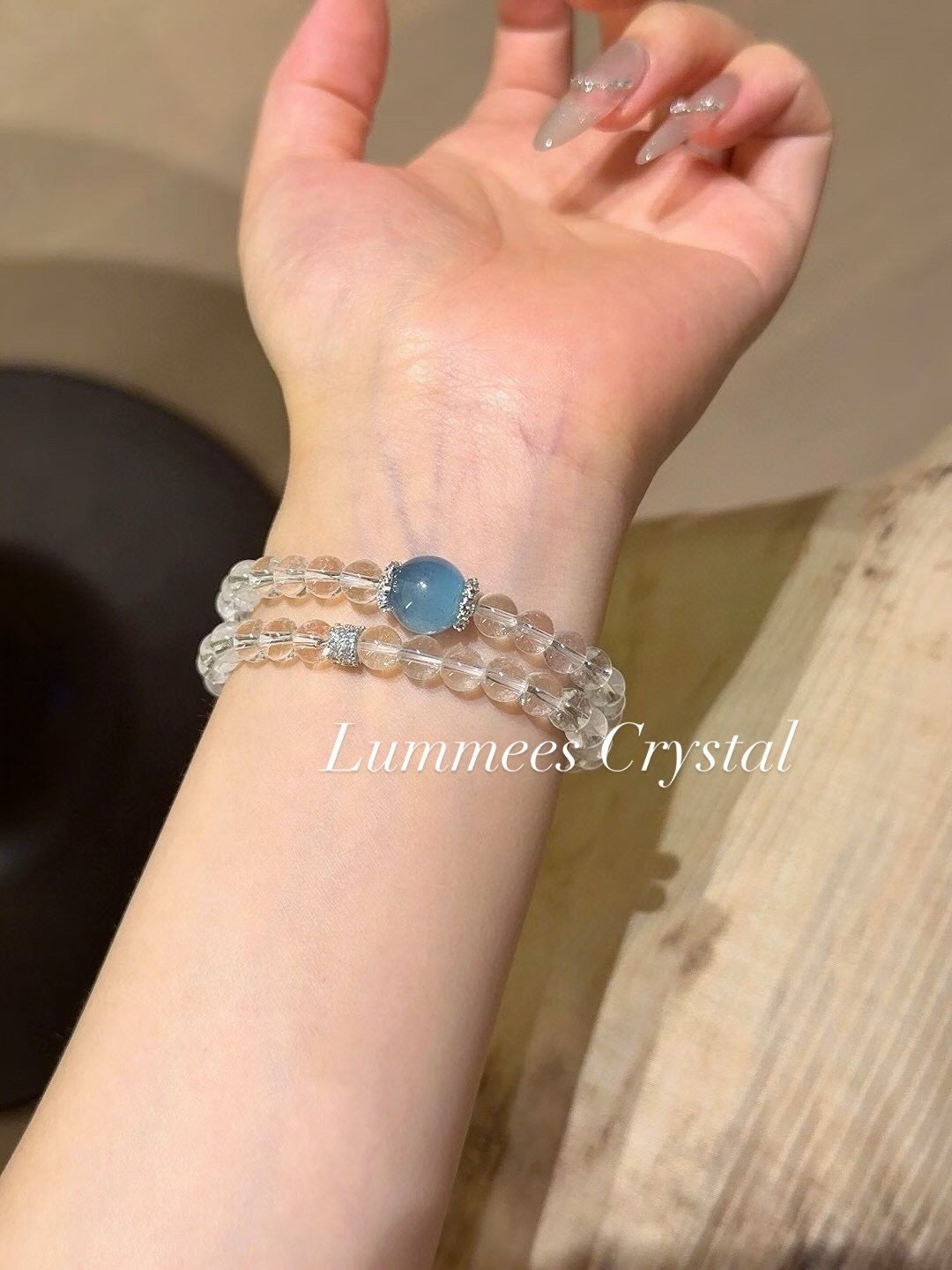 Aid Thinking | Clear Quartz Aquamarine Multi-Layer Bracelet