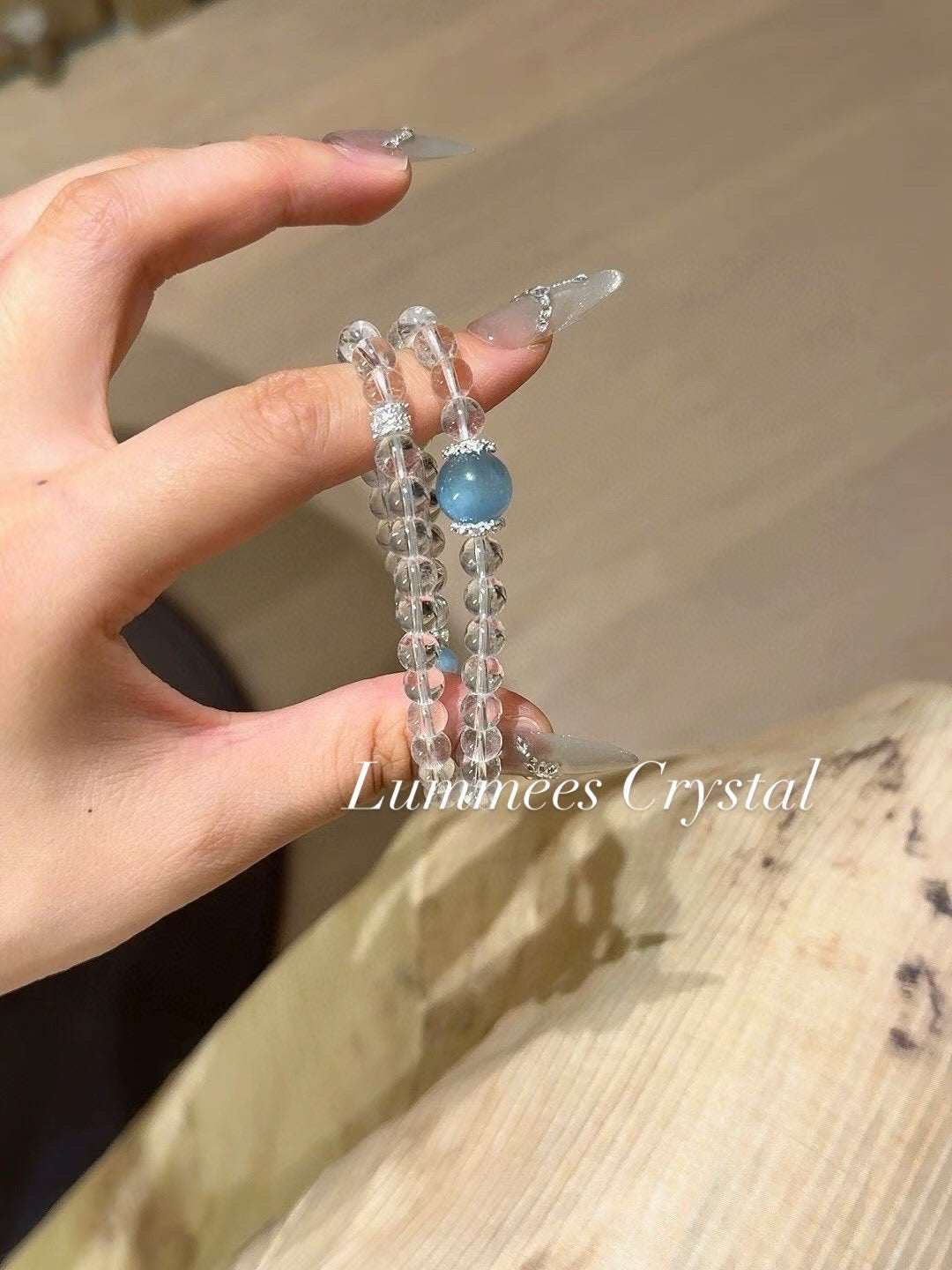 Aid Thinking | Clear Quartz Aquamarine Multi-Layer Bracelet