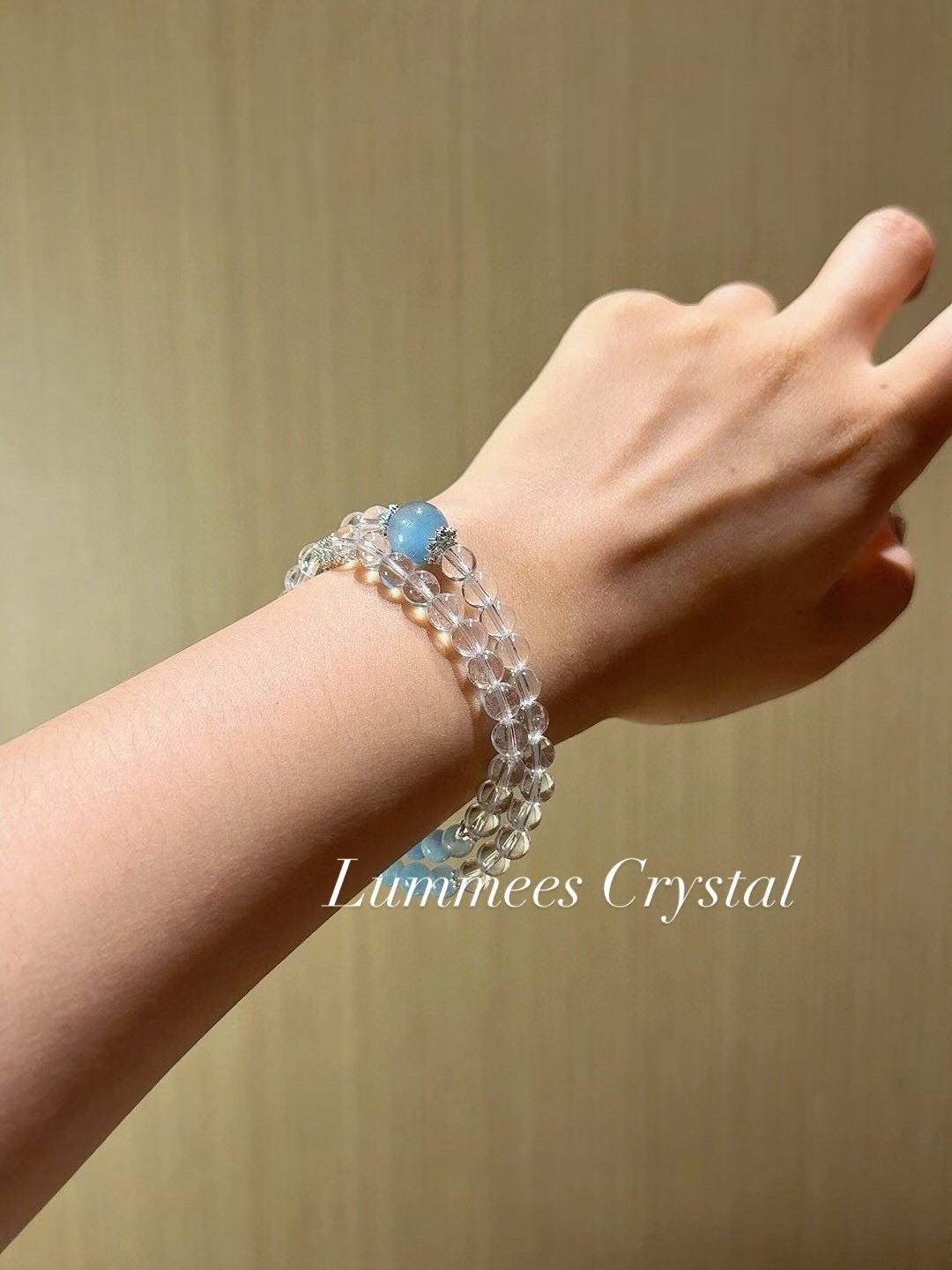 Aid Thinking | Clear Quartz Aquamarine Multi-Layer Bracelet