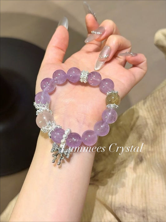 Improve Sleep | Amethyst Rutilated Quartz Rose Quartz Bracelet